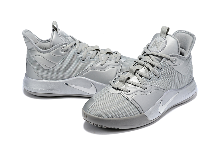 2019 Men Nike Paul George 3 Grey Silver Shoes